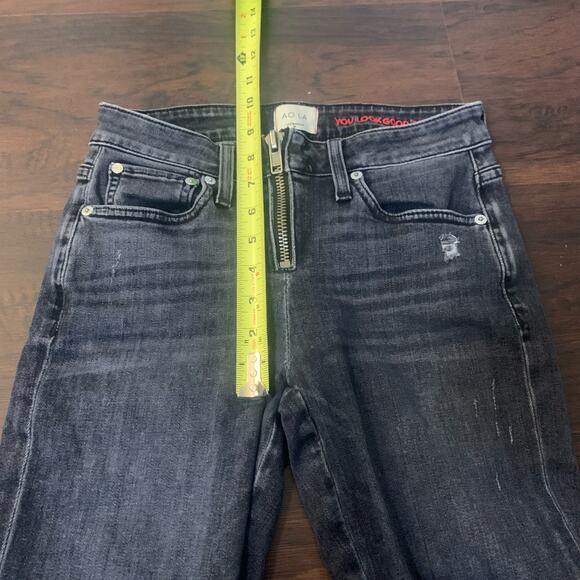 Ao.La by Alice + Olivia gray lightly distressed zipper skinny jeans size 26 - Picture 10 of 14